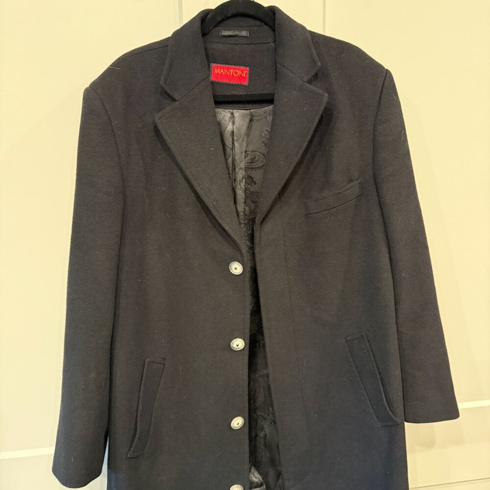 Mantoni Made in Italy  Black Wool Cashmere Blend‎ overcoat coat blazer 42R